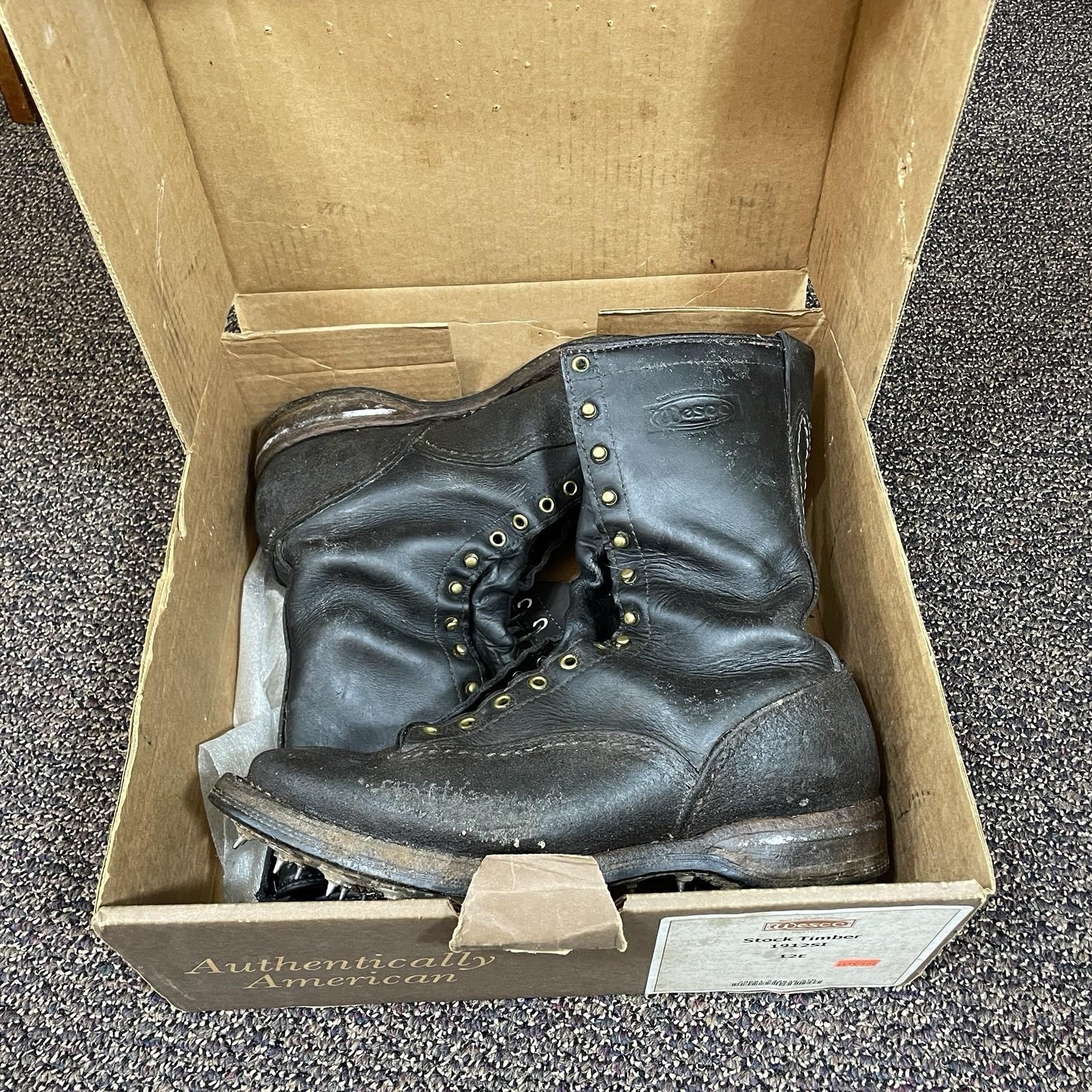 Wesco Stock Timber Boots 1912si Mens 12e Caulks 12" Lace-To-Toe *Read Desc*